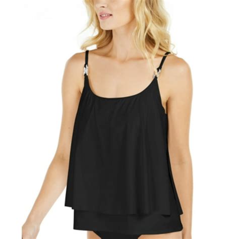 Michael Kors Iconic Solids Double Layer Tankini Top .